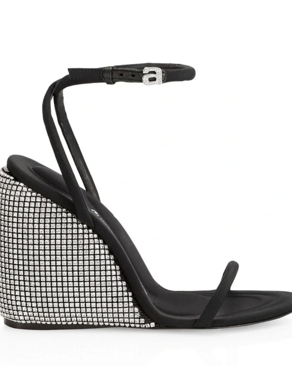 Alexander Wang Womens DAHILA Black Leather Open Toe Wedge Sandals Shoes Sz 8